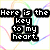 A static image shows a heart-shaped key on a white background with colorful wavy lines in the background.