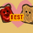 Animated pixel art of two smiling toast slices with red jam, alternating between 'BEST FRIENDS' and 'FOREVER' text over pink heart backgrounds.