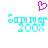 Pixelated cyan text 'Summer 2008' with a pink heart above it, displayed in two identical side-by-side versions on white background.