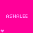 A bright pink background displays multiple instances of the text 'ASHALEE' in white pixelated font, each accompanied by a vertical or horizontal arrangement of small white heart symbols.