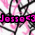 Pixelated pink and black abstract pattern with 'Jesse<3' text overlay in bright pink block letters.