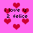Pixelated pink background with red heart shapes and repeated text 'i love u 2 felice' in black pixel font.