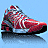 Six pixelated sneakers displayed in two against a light blue background, each with distinct color variations and patterns