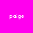 Four quadrants display the word 'paige' in white pixelated text on solid backgrounds: magenta top-left, coral top-right, yellow bottom-left, and coral bottom-right.