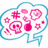 A split-screen image with a blue-outlined pink and white thought bubble on the top-left, black text 'I' on the top-right, and 'Love Vidhi' in pixelated font at the bottom.