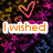 Animated icon with orange text on a pixelated background of pink, purple, and blue hues featuring heart outlines.