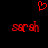 Red pixelated heart symbol above two red 'sarah' text forms on black background.