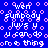 A 4-frame animated contact sheet showing a pixelated blue background with pink and white text repeating 'when somebody loves u you can do anything' in various distorted states across frames.
