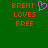 Green background with orange pixelated text reading BRENT LOVES BREE and a pink heart symbol above the right side of the text.