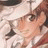 A 48x48 pixel buddy icon featuring a close-up of an anime-style character's face on the left and text elements on a black background on the right, presented as part of a contact sheet with two frames.