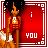 A 4x4 contact sheet of a pixel art animated icon featuring a cartoon character holding a red card with 'i YOU' text, showing frame-by-frame animation changes in the heart symbol and character pose.