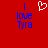 Red background with blue text reading "I love Tyra" on both sides and a white pixelated heart symbol in the center.