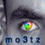 grayscale eye close-ups with rainbow-colored irises, each labeled 'mo3tz' beneath the eye