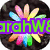 A circular icon with a dark background features a colorful flower-like burst of pink, blue, yellow, and green petals. Below, a pixelated teddy bear holds a sign reading 'YOUR' in blue letters.