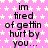 Pink background with white stars, repeated text 'im tired of gettin hurt by you...' in black pixelated font across multiple