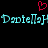 Red heart symbol above repeating cyan text on black background.