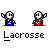 Animated contact sheet of a pixel art stick figure performing repetitive motion with alternating blue and red outfits, each frame labeled "Lacrosse" below the icon.
