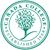 Circular teal icon with pixelated floral design at center, surrounded by partial text in circular arrangement on white background.