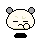 Pixelated panda head with gray ears, closed eyes, and a downturned mouth; hand covers part of the face in multiple variations.