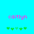 Caitlyn text in pink pixelated font above green four-leaf clover icons on a cyan background.