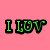 Four colored quadrants display pixelated text: green "I LUV" on pink, orange "MY" on lime, pink "SIS" on blue, and blue "MORGAN" on orange.