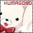 Pixelated cartoon character with red text above, wearing a bow tie and holding an object, framed by black-and-white border.