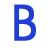 A static contact sheet showing two frames of an animated alphabet icon with a large blue letter B on the left and scattered gray pixelated shapes on the right against a white background.