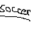 Pixelated animation shows stick figure kicking soccer ball across four with 'Soccer' text on left