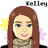 Pixelated avatar of a person with brown hair and pink lips, shown in three variations: two static poses with flowers behind the head and one winking pose with red radiating lines.