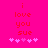 Pixelated red text on bright pink background with five pink hearts below, showing animation where the third heart changes from solid to outlined.