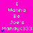 A bright pink background displays repeated text "I Wanna Be Joe's Mandy<333" with blue heart symbols, arranged in a pattern
