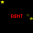 Red 'RENT' text repeated across a black background with yellow and brown stars scattered throughout.
