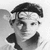 Black-and-white pixelated portrait of a person with dark hair and a high collar, next to blue text reading "I LOVE DANIEL LARUSSO" on white background.