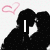 Black silhouette of two figures kissing with pink heart outline, text "I" appears then changes to "love", followed by partial name "Jordan".