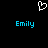 White pixelated heart symbol above two instances of the name 'Emily' in cyan text on a black background.