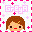 Pixel art icon with two identical cartoon faces, pink and white background, plus signs, and text 'GreyA' in stylized fonts.