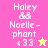 Pixelated text 'Haley && Noelle - phont <33' appears on pink and yellow backgrounds with a star symbol, transitioning between two color schemes.