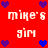 Red background with repeated white text 'mike's girl' and alternating purple-blue heart icons arranged in a pattern