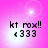 Pixelated text 'kt rox!!' and '«333' on a pink gradient background with a bright white light effect, showing animation changes in the light's position.