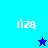 Pixelated text 'niza' on blue backgrounds with a star symbol shifting position between frames.