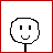 Pixelated character with rounded head and stick body displays changing expressions and text overlays