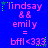 Blue background with pink text reading 'lindsay && emily = bffl <333' and green star icons, displayed in a of six identical