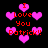 Pixelated pink hearts and red text reading "I Love You Patrick!" on a black background, with multiple heart shapes scattered throughout.