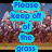 Pixelated image with text overlays in blue, red, and green on a blurred background of people and landscape.