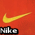 Four quadrants display Nike logos with varying colors and text styles on solid backgrounds.