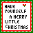 A 4x4 contact sheet of animated frames showing a Christmas-themed buddy icon with red and green borders, white background text reading "HAVE YOURSELF A MERRY LITTLE CHRISTMAS," and small holly leaves at the top corners.