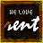 identical square icons with dark textured backgrounds, each displaying 'HE LOVE' text above a stylized 'rent' script in white and brown