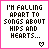 Two side-by-side pixel art frames of a buddy icon with text about falling apart to songs about hips and hearts, each featuring a heart symbol at the bottom right corner.