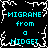 Pixelated cyan text on black background with white crack-like border, repeating 'MIGRANE from a MIDGET' in four identical quadrants.