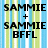 Static image with vertical blue and green stripes background, black text reading SAMMIE + SAMMIE BFLL in pixelated font.